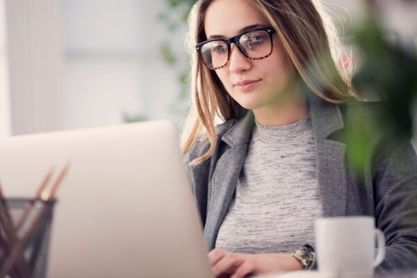 Girl Studying on a computer