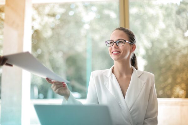 Business woman doing paperwork