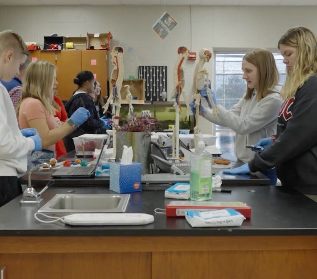 Students in health services academy