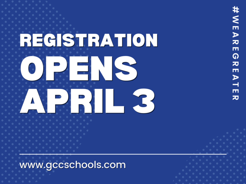 Graphic saying registration opens April 3
